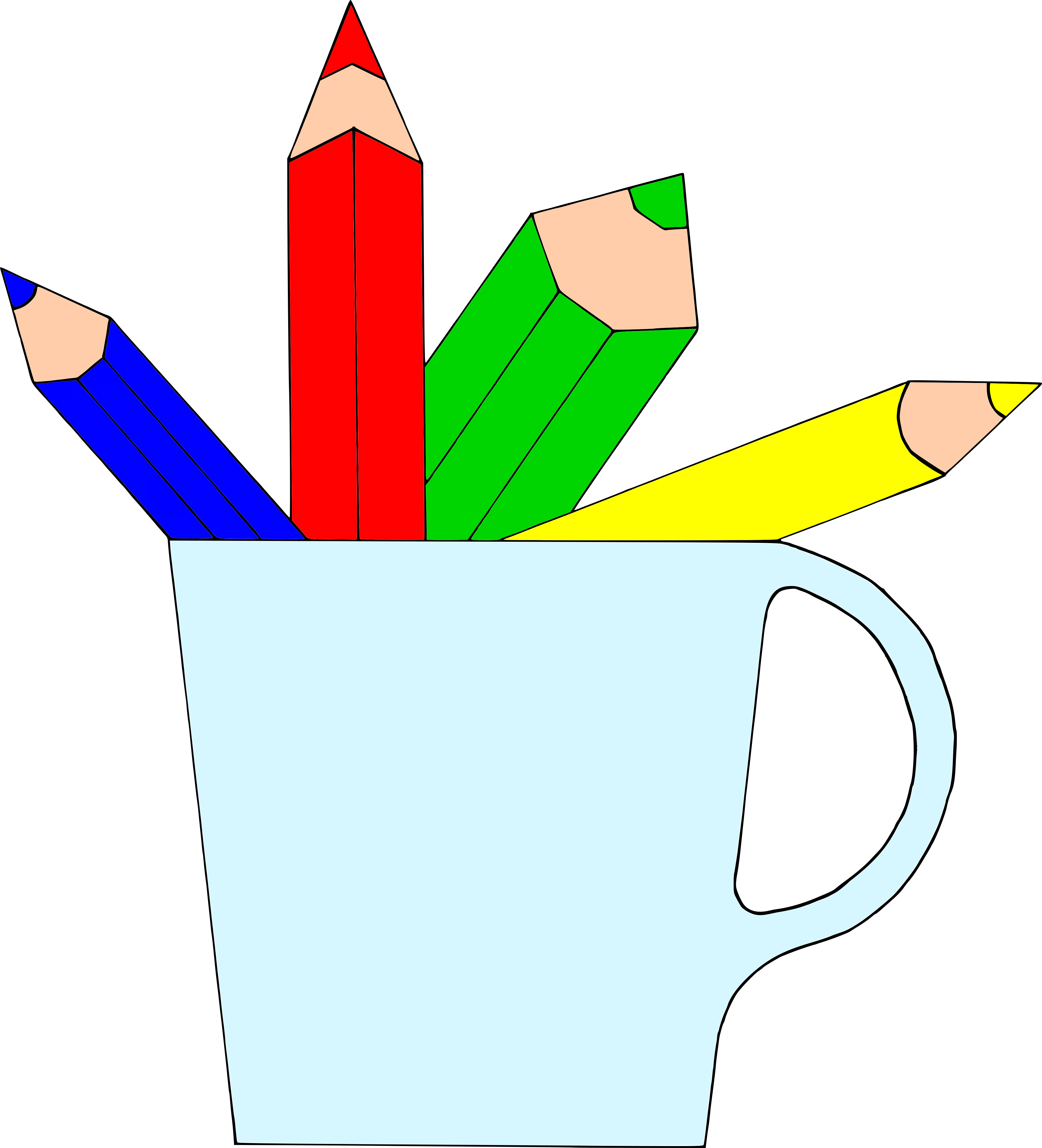 Autorská ilustrace pastelky v hrníčku